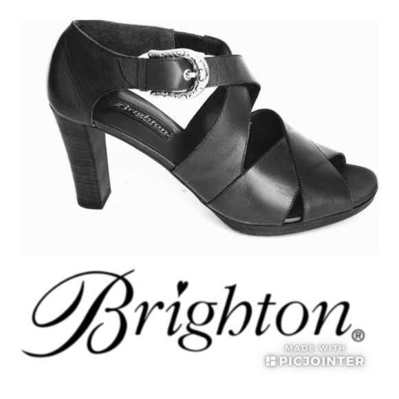 Brighton Shoes - Brighton, Vogue, Black Sexy Strappy Heels, Size 6.5